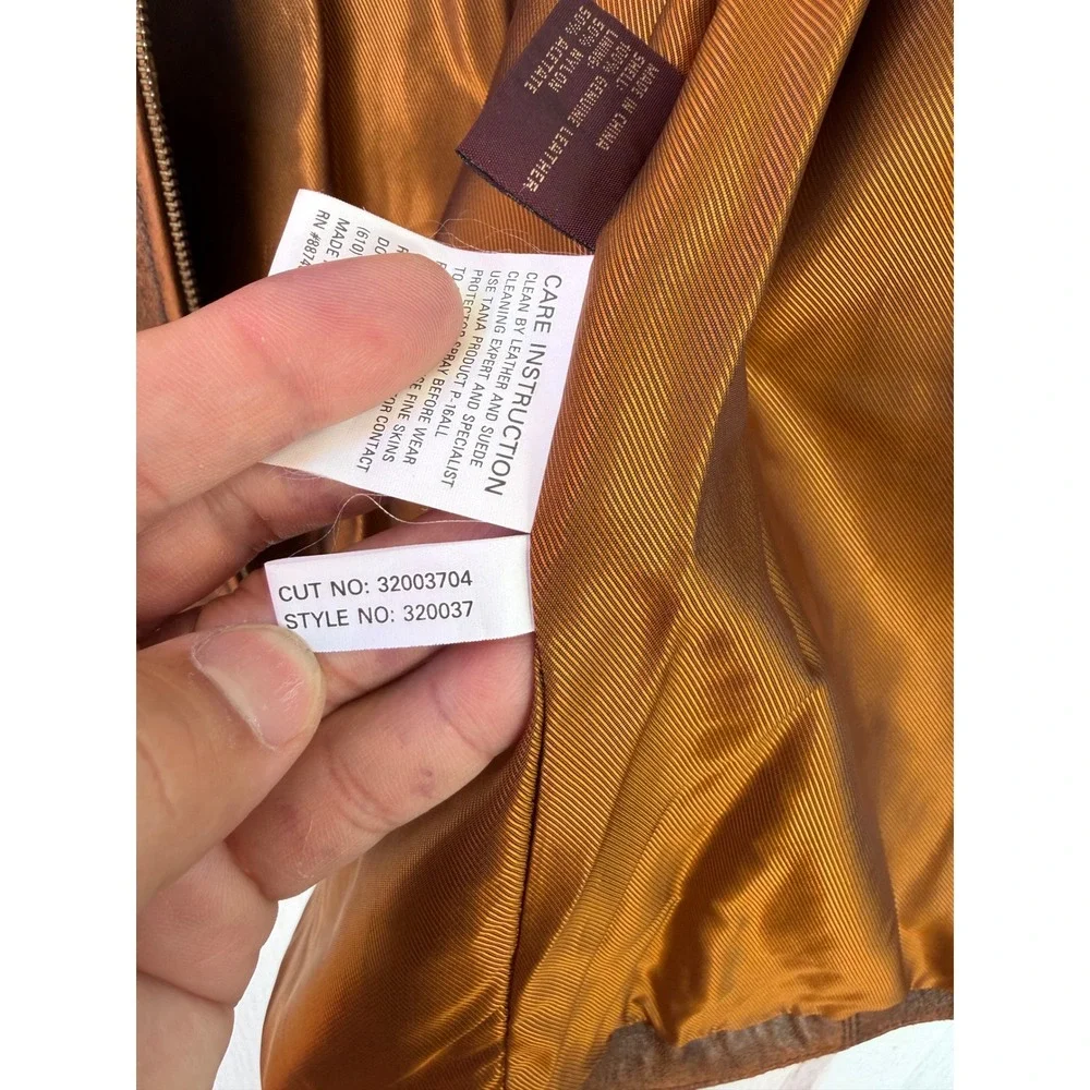 The Territory Ahead Brown Leather Jacket Distressed Zip Front Small